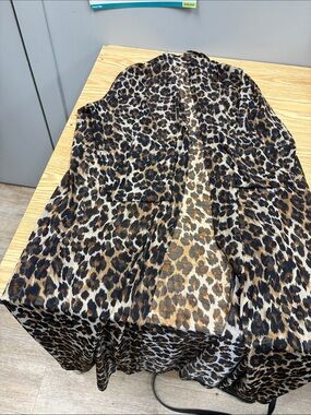 Leopard Print Open-Front  Jacket in Brown and Black